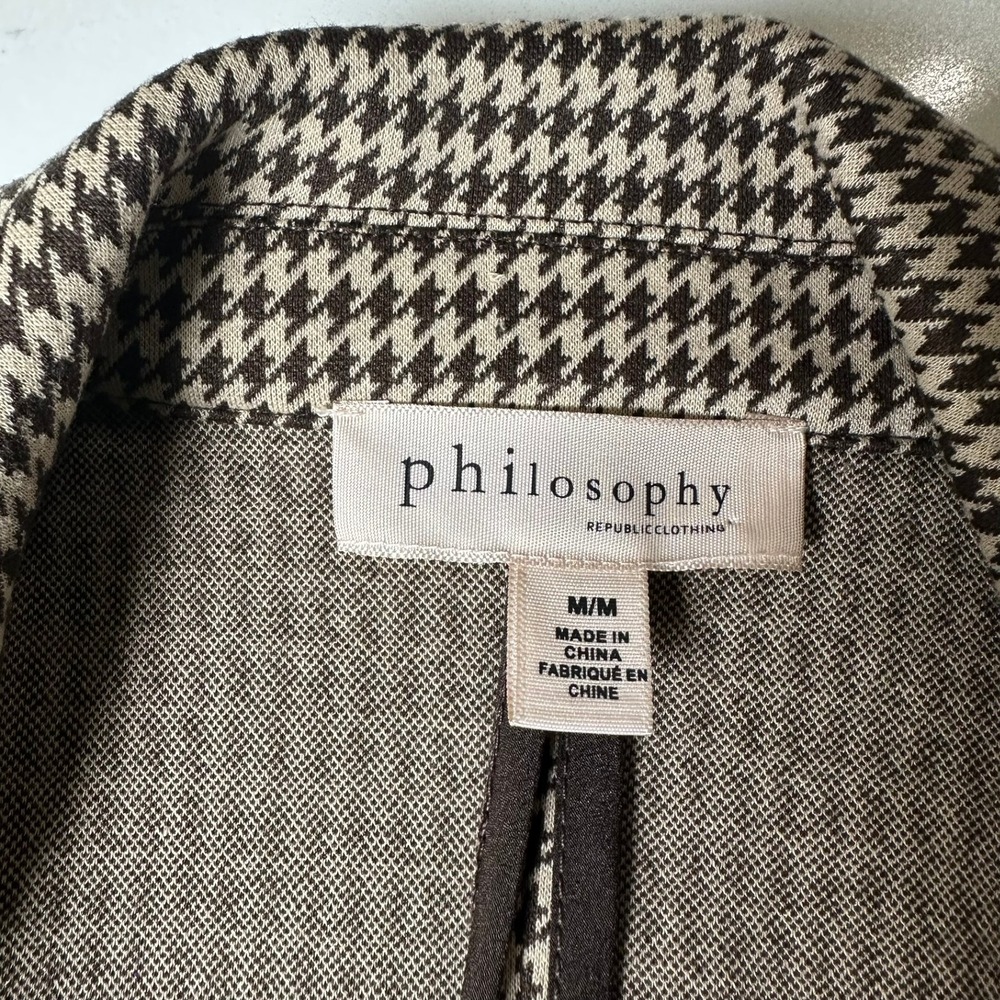 Philosophy Republic Clothing Coat Medium Brown Houndstooth Longline Blazer - Picture 7 of 7